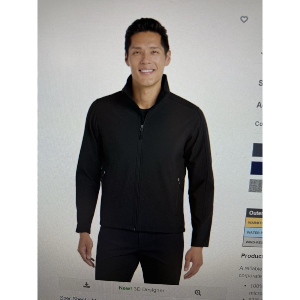 port authority jacket men Black Soft Shell Jacket. New.‎